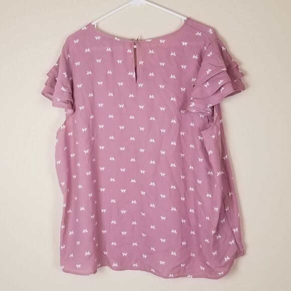 Sweet Rain Pink Butterfly Print Blouse - Picture 9 of 10